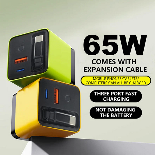 65W snellaad telefoonoplaadblok met uitschuifbare 80 cm Type-C kabel