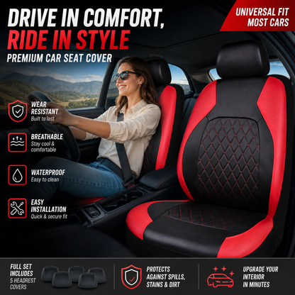 🚗9-delige set lederen autostoelhoezen – universele pasvorm, ademend en gemakkelijk schoon te maken voor een perfect interieur