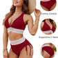 💃 Hoge Taille Buik Controle Kleur Blok De Bikini Inzetten