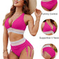 💃 Hoge Taille Buik Controle Kleur Blok De Bikini Inzetten
