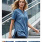 Dames Kwalitatieve mengstof Denim Tuniek✨V-hals los passend voor dagelijks dragen