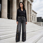 ✨TIJDELIJKE ACTIE👖Unieke wijde jeans met metalen oogjes | Exclusief ontwerp, geen dubbele stijl