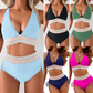 💃 Hoge Taille Buik Controle Kleur Blok De Bikini Inzetten
