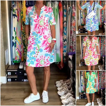 Jurk met korte mouwen en bloemenprint