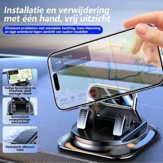 🔄🚗 Autohouder voor in de auto | 360° verstelbaar · Eenhandsslot in 0,1 seconden · Antislip en beschadigt het dashboard niet · Water- en vuilafstotend