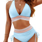 💃Vakantie-uitverkoop 49% KORTING💃High Waisted Tummy Control Color Block Bikini Sets