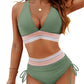 💃Vakantie-uitverkoop 49% KORTING💃High Waisted Tummy Control Color Block Bikini Sets