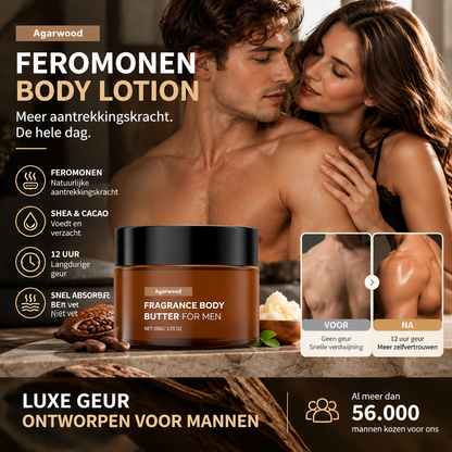 ⏳ Geparfumeerde body butter voor mannen met sheaboter en cacaoboter Verzorging en luxe geur in één met een niet-vette finish
