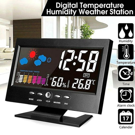 🔥Digitale LED Temperatuur Vochtigheidsmonitor Weersvoorspelling LED Tafelwekker🔥