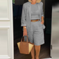 Dames Casual Tweedelige Set met Open Voorkant Top & Shorts