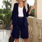 Dames Casual Tweedelige Set met Open Voorkant Top & Shorts