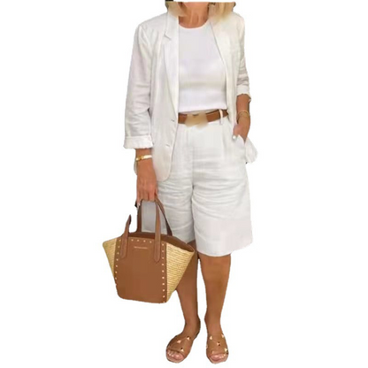 Dames Casual Tweedelige Set met Open Voorkant Top & Shorts