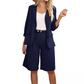 Dames Casual Tweedelige Set met Open Voorkant Top & Shorts