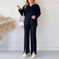 💥Uitverkoop 49% korting💕Dames Set van Knit Ribbel Tweedelig met Broek met Split Benen