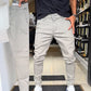 Slim-fit casual broek in effen stof voor heren