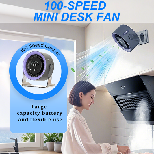 2026 Nieuw – 100 versnellingen, één orkaan! Deze Super Desk Fan met digitaal display blaast je van zuchtje naar stormkracht, en je ziet exact op het scherm hoe hard hij gaat!