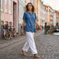 Dames Kwalitatieve mengstof Denim Tuniek✨V-hals los passend voor dagelijks dragen