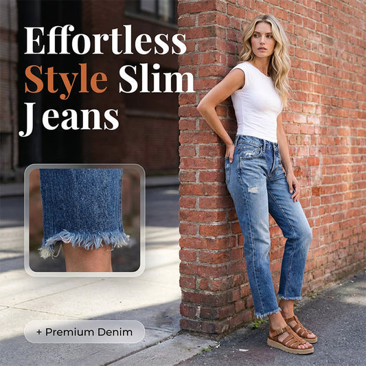 👖Modieuze slim-fit jeans met distressed look voor dames.