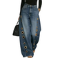 ✨TIJDELIJKE ACTIE👖Unieke wijde jeans met metalen oogjes | Exclusief ontwerp, geen dubbele stijl