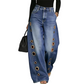 ✨TIJDELIJKE ACTIE👖Unieke wijde jeans met metalen oogjes | Exclusief ontwerp, geen dubbele stijl