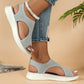 Comfortabele, ademende, platte sandalen met open neus voor dames in de zomer.
