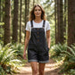 🌸 Retro Effen Kleur Tuinbroek met Verstelbare Bandjes – Knoopsluiting, Grote Zakken, Relaxte Pasvorm ✨