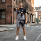 Heren T-shirt en Short Set met Abstracte Print