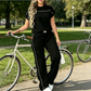 🔥Set met casual damesshirt met korte mouwen en wijde broek
