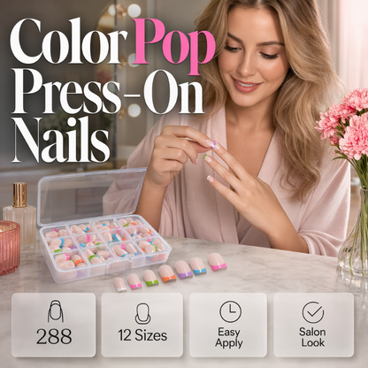 ✨ French Press-On Nails Set – Glossy volledige dekking kunstnagels met jelly-lijm & nagelvijl | Afneembaar & herbruikbaar manicureset voor vrouwen 💅