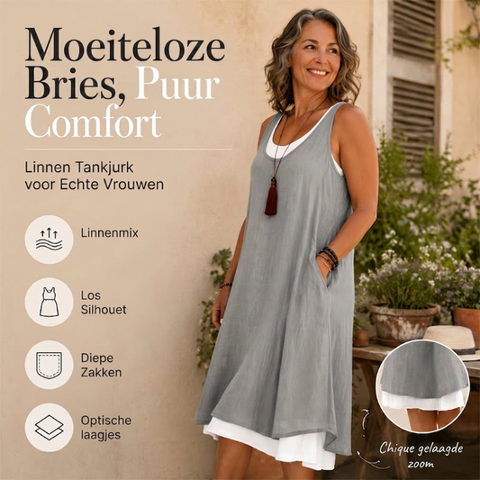 🔥HOT SALE✨ Nep-tweedelige Mouwloze Jurk, Zacht Ademend, Los Passend S-3XL👗